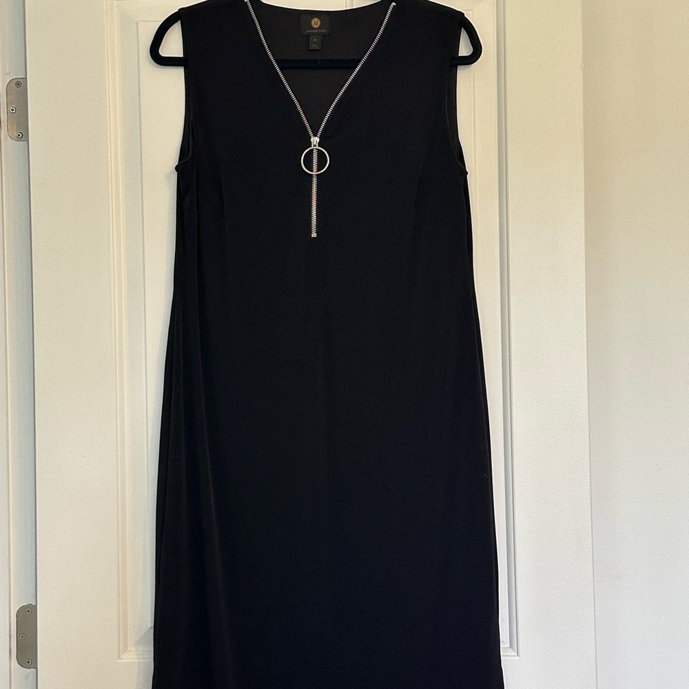 JM Collection Black Sheath Midi Dress Scoop Neck Sleeveless
